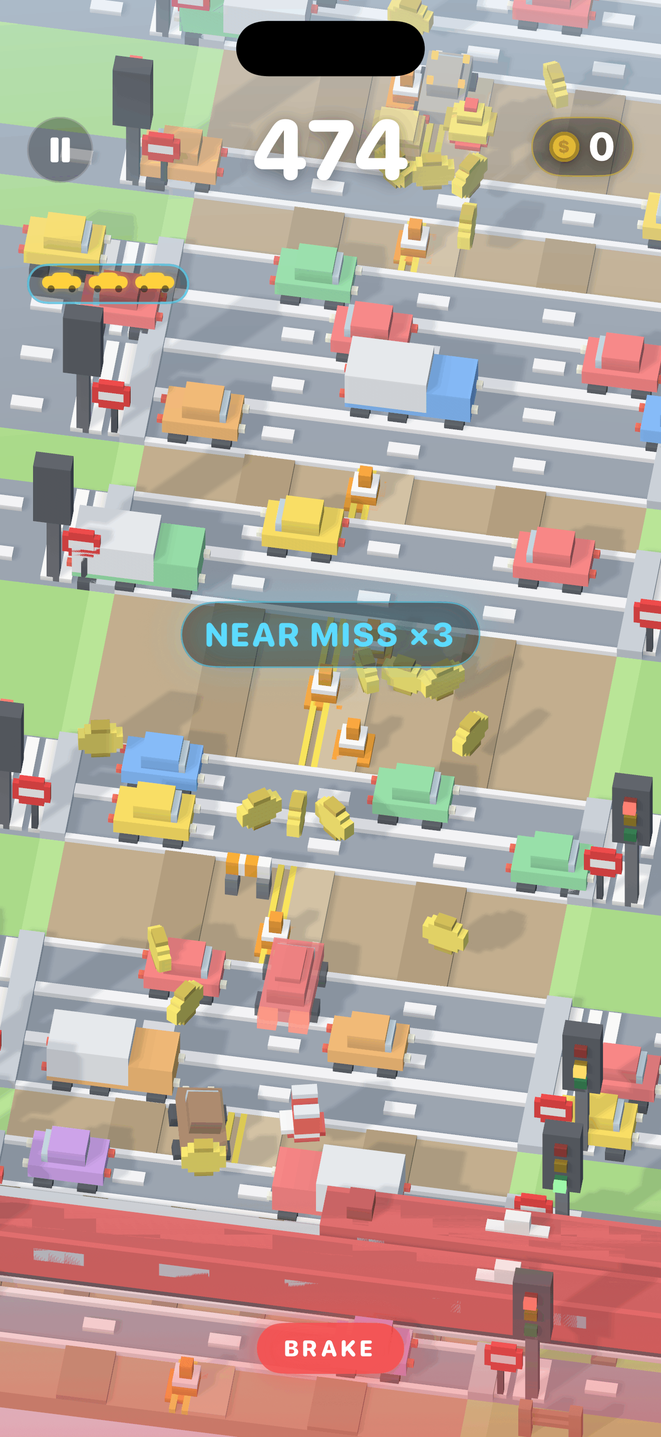 iPhone: holding the brake at a crossing while traffic streams past
